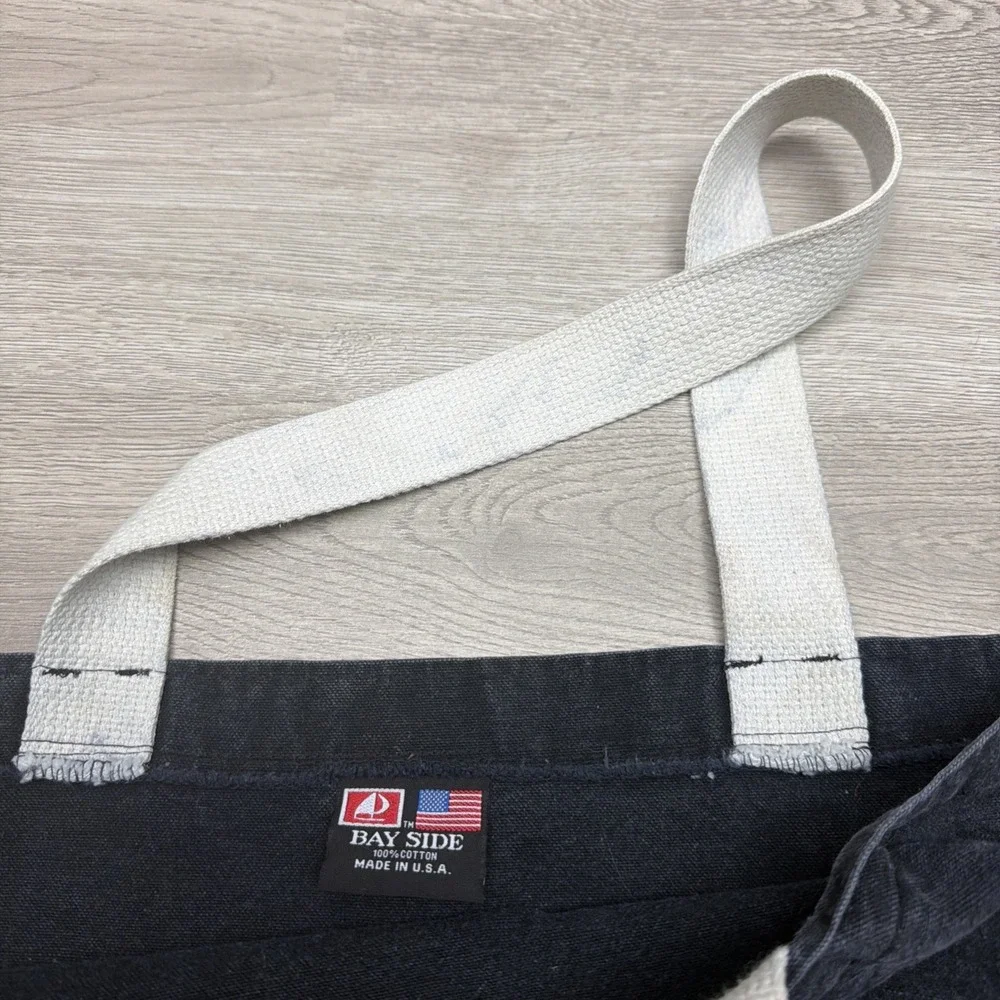 Bay Side Black Canvas Tote Bag Made In USA Graphic Tee Design 100% Cotten 20x14